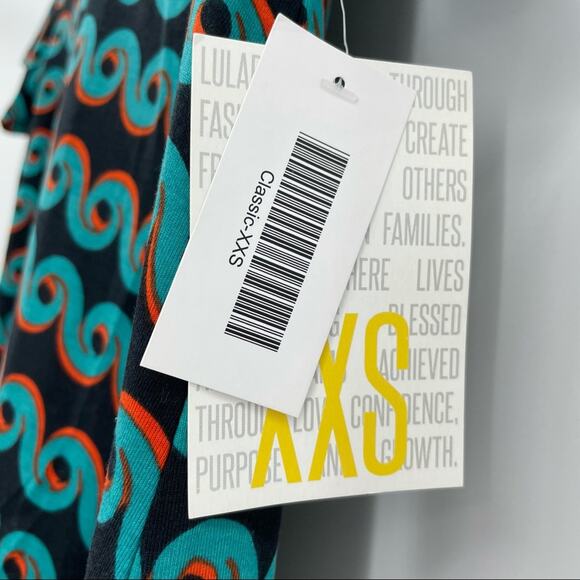 Lularoe Classic T Womens Top T Shirt Ocean Waves Beach Squiggle XXS NEW - Picture 6 of 9